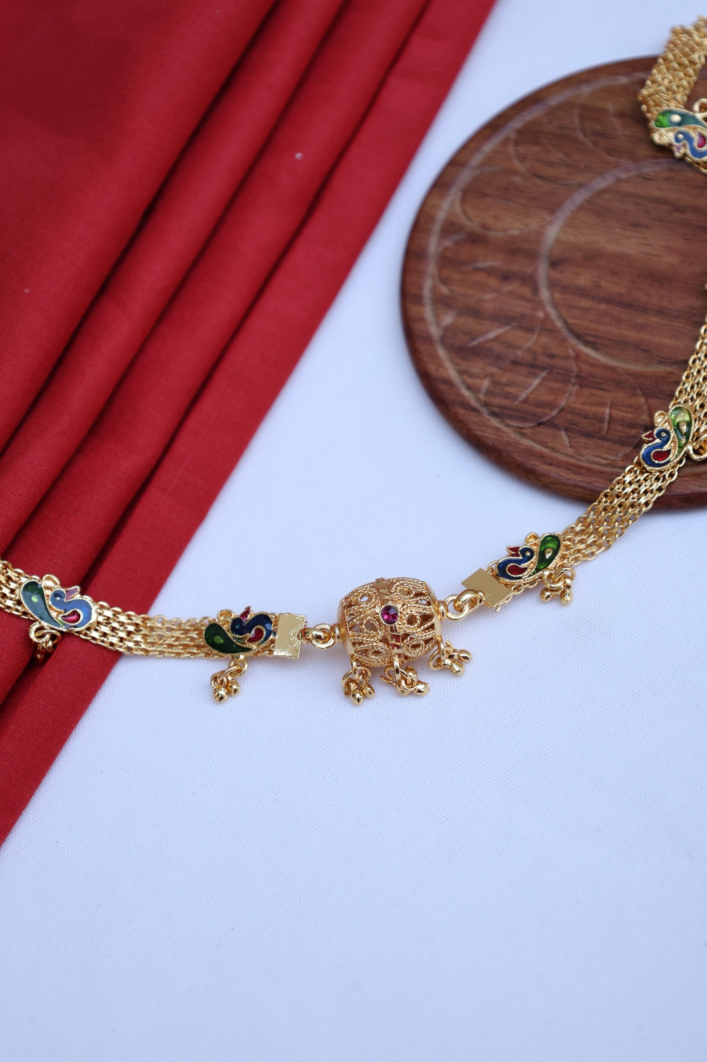 Meenakari Peacock Choker