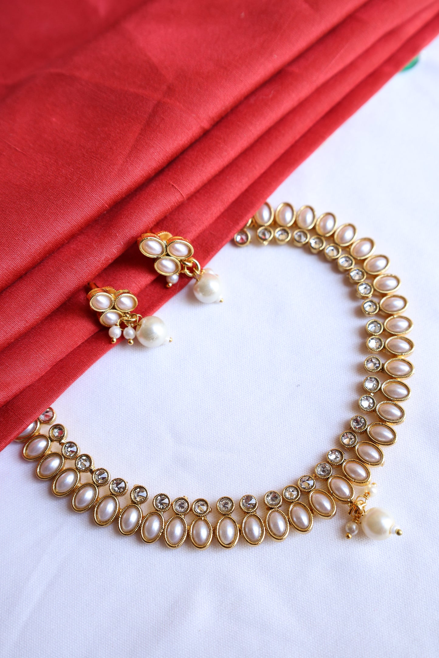 Pearl and Diamond Necklace Set