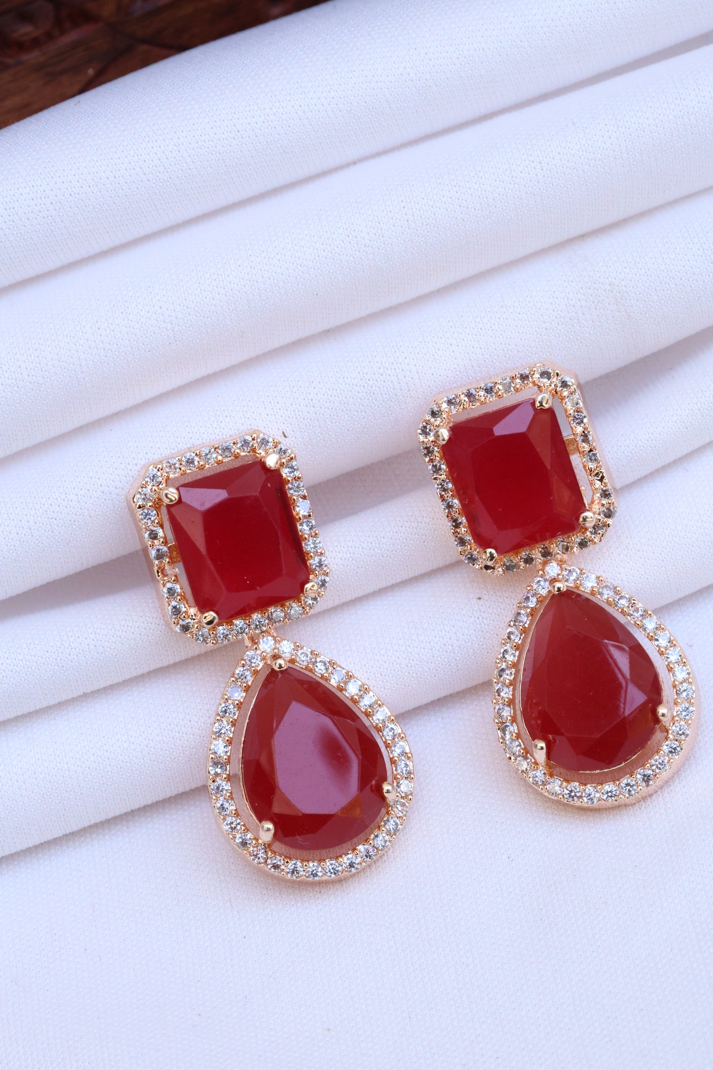Rhodium-Plated Drop Earrings