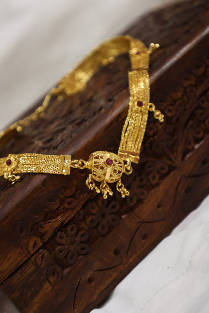 Gold-Toned Choker with Red Stones