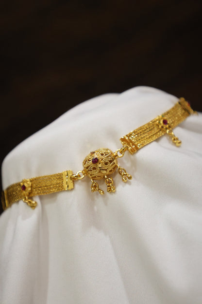 Gold-Toned Choker with Red Stones