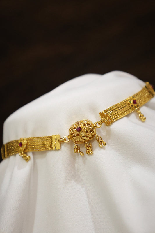 Gold-Toned Choker with Red Stones