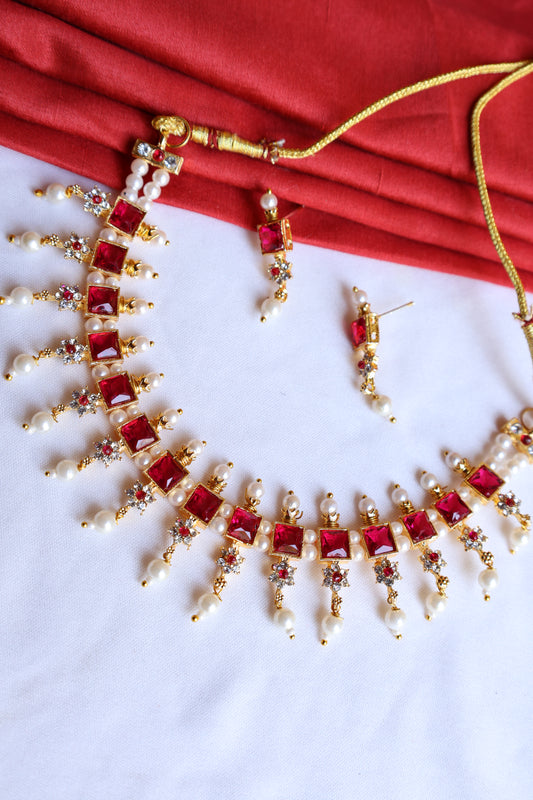 Ruby and Pearl Choker Set