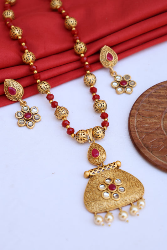 Long Necklace Set with Pendants