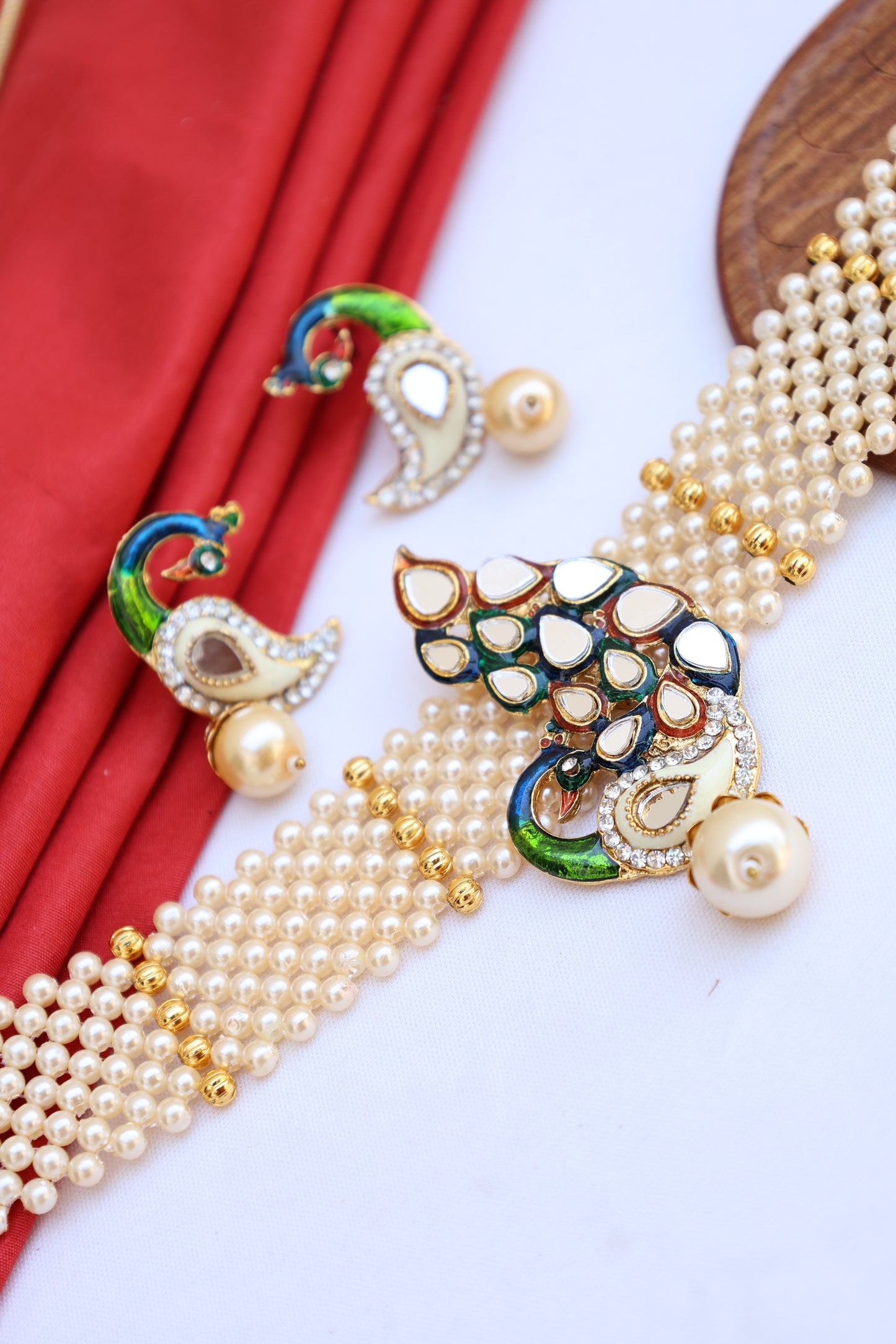 Meenakari Peacock Choker Set