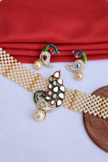 Meenakari Peacock Choker Set