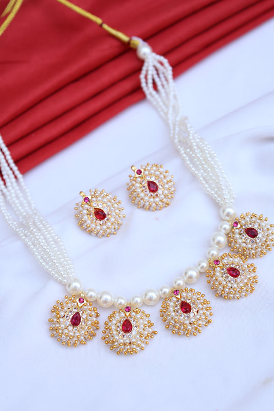 Pearl Necklace Set with Pendants