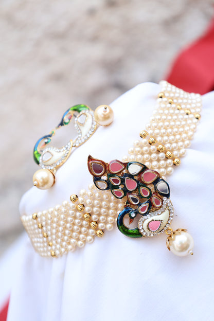Meenakari Peacock Choker Set