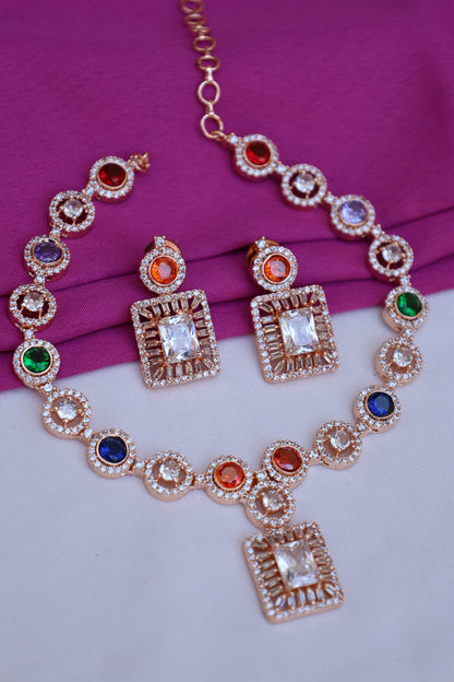 Multi-Color Diamond Necklace Set