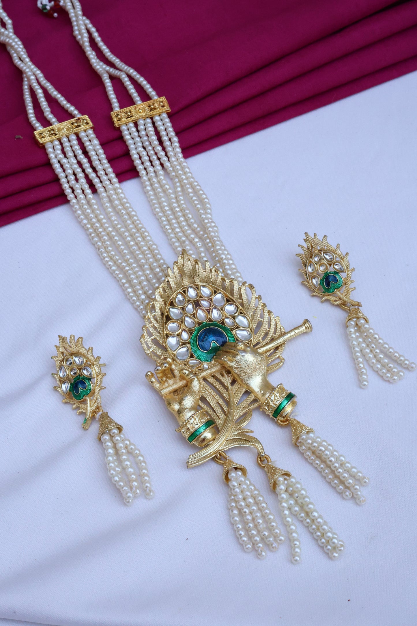 Kundan and Pearl Polki Necklace Set